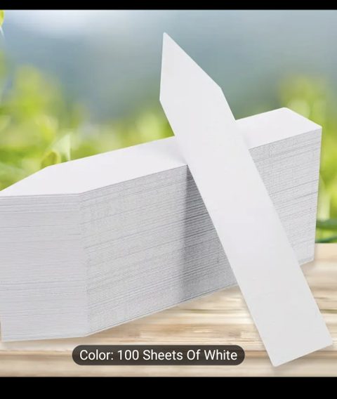 100 Durable White Plastic Plant Labels - Waterproof