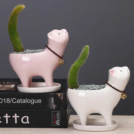 Cat Shaped Ceramic Succulent Cactus Flower Plant Pot